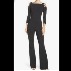 NY Collection Black Cold Shoulder Body Jumpsuit